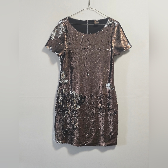 Rock & Shine Dresses & Skirts - Rock & Shine Sequin Short Sleeve Cocktail Dress - Bronze